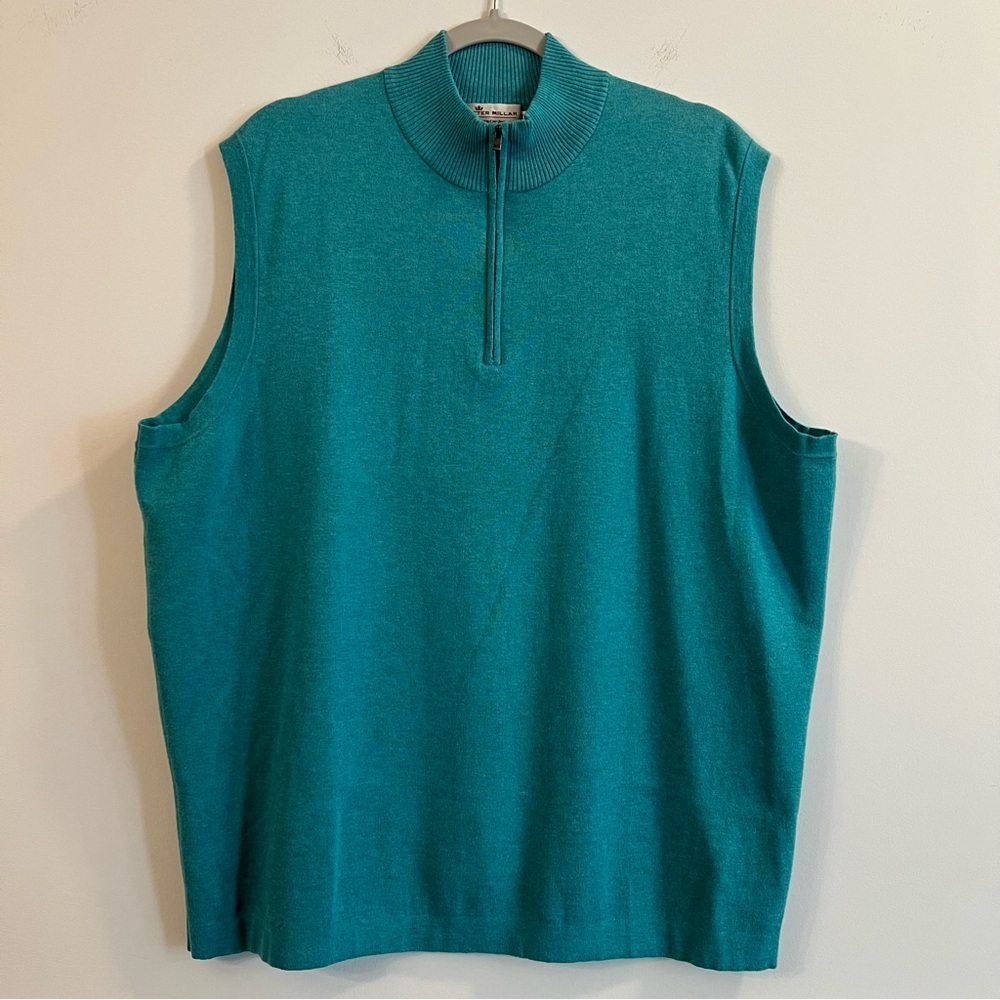 Men’s Peter Millar crown comfort teal green sleeveless sweater vest size large L
